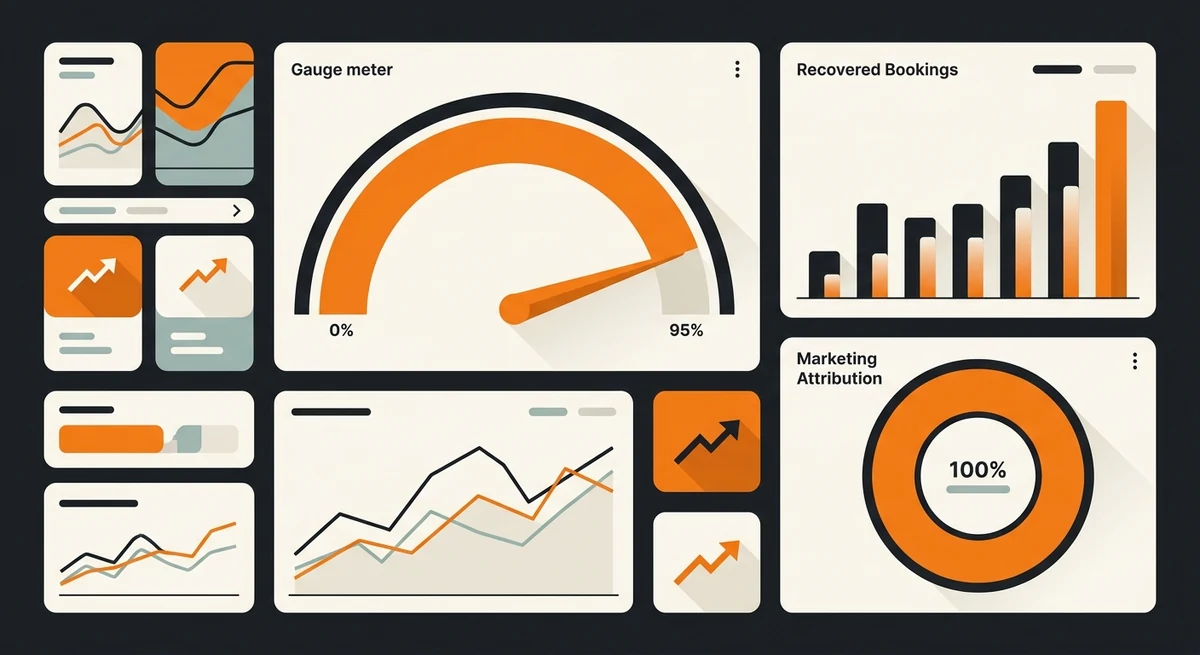 HVAC results dashboard showing after-hours answer rate rising from 0 percent to about 95 percent