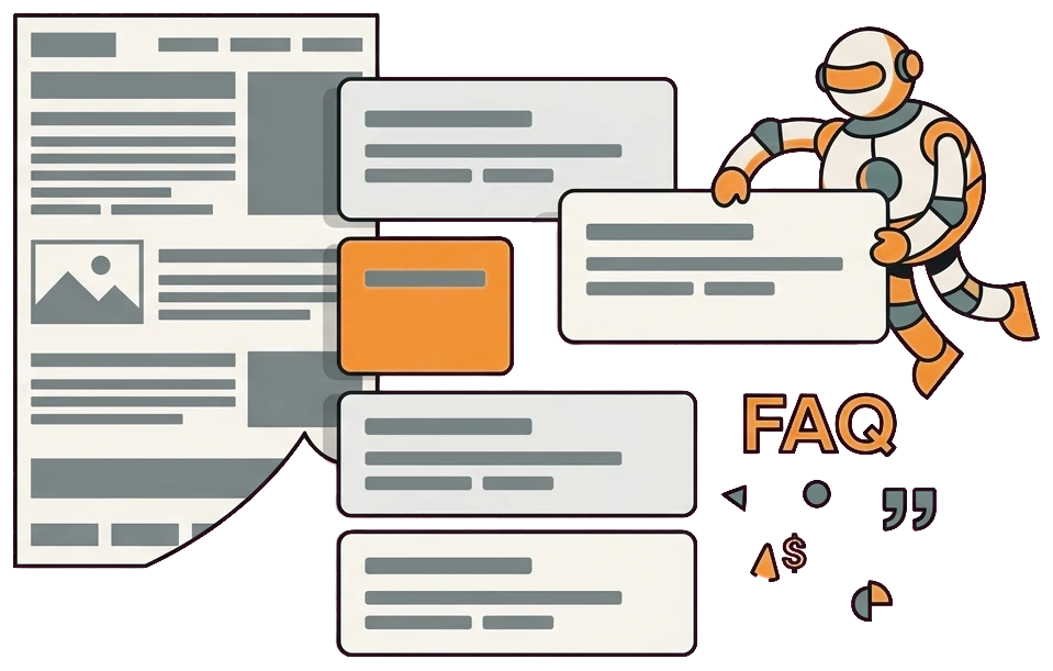 Windows and doors answer-first content illustration with an AI lifting a concise answer