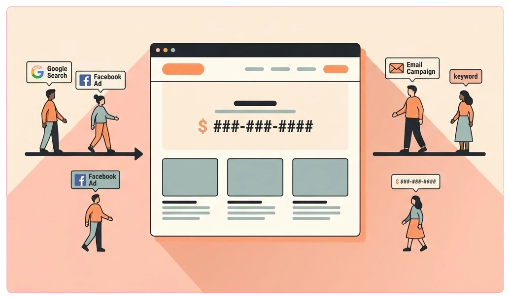 Dynamic number insertion swapping phone numbers by source on a garage door repair website
