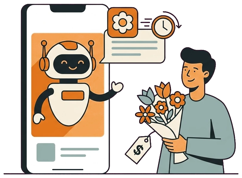 Florist chatbot answering flower inquiries in seconds instead of minutes