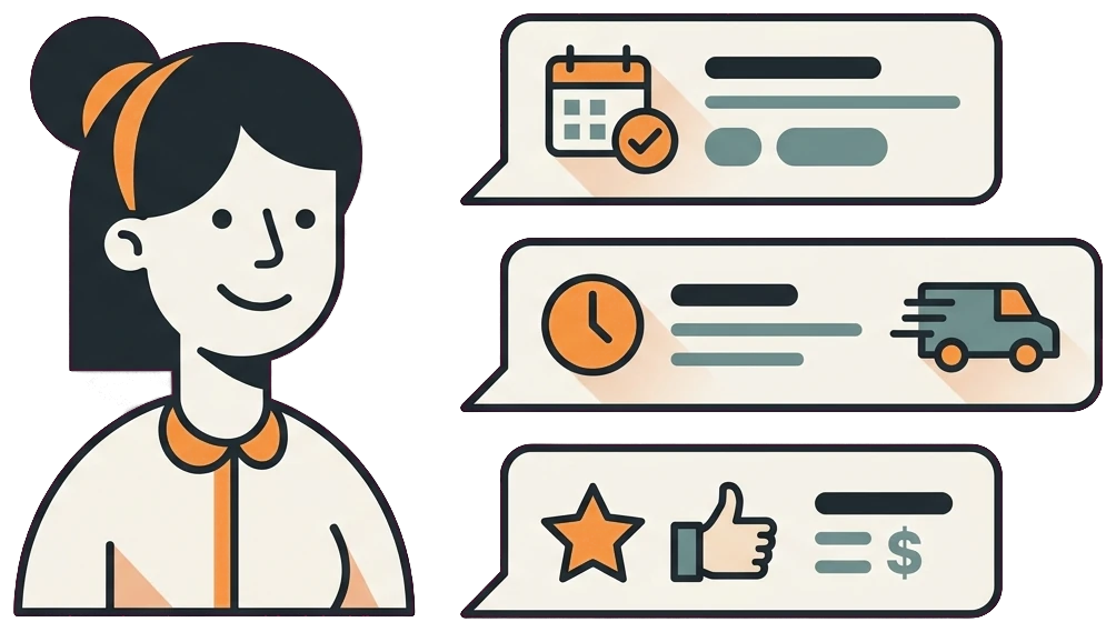 Commercial appliance repair automated customer updates from confirmation to completion